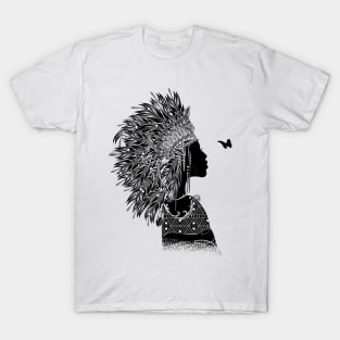 proud indian woman with headdress unique gift T-Shirt